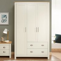 Loftus Wooden Wardrobe With 3 Doors 2 Drawers In Cream And Oak