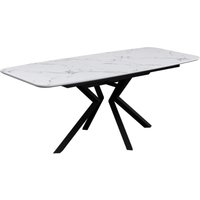 Loreto Wooden Extending Dining Table In White Marble Effect