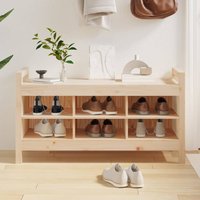 Lorman Wooden Shoe Storage Bench With 6 Shelves In Natural