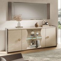 Losea Brown Marble Effect Large Sideboard in High Gloss with LED and 4 Doors
