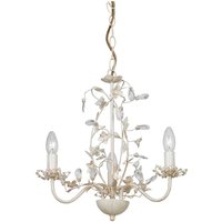 Endon Collection Lullaby 3 Light Multi Arm Ceiling Pendant Flower Design Cream Brushed Gold Pearl Effect Acrylic E14, Cream