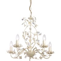 Ensora Lighting Tessa 5 Light Chandelier Ceiling Light, Cream