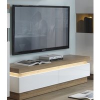 Lyco LED Wooden 2 Drawers TV Stand In Riviera Oak White Gloss