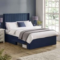 Lylis Velvet Ottoman Storage Double Bed in Royal Blue