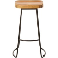 Gomeisa Oak Wood Bar Stool With Metal Base