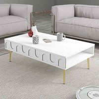 Lyon Wooden Coffee Table in White and Gold