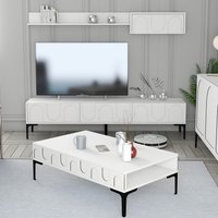 Lyon Wooden Entertainment Unit with Coffee Table Set in White and Black