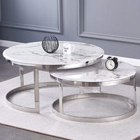 Macall Set Of 2 Coffee Tables In White Marble Effect
