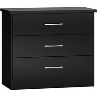Mack Wooden Chest Of 3 Drawers With Black Gloss Front