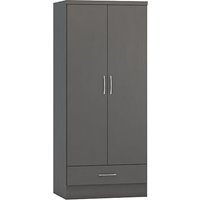 Mack Wooden Wardrobe With 2 Doors 1 Drawer In Grey