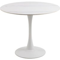 Macon Ceramic Dining Table With Steel Base In White Unico
