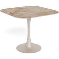 Macon Ceramic Square Dining Table With Steel Base - Aberta Brown