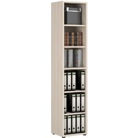 Macon Wooden Bookcase Narrow With 6 Shelves In Warm Mapple