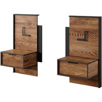 Madrid Chestnut Oak Wooden Bedside Cabinet With 2 Doors In Pair