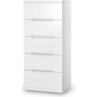 Magaly High Gloss Chest Of 5 Drawers Narrow In White