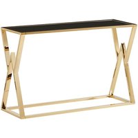 Magni Black Glass Console Table With Gold Metal Frame