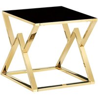 Magni Black Glass Lamp Table With Gold Metal Frame