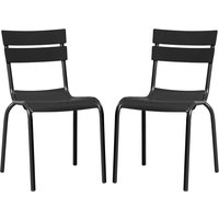 Magnolia Black Outdoor Aluminium Side Chairs In Pair