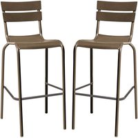 Magnolia Grey Aluminium Bar Stools In Pair