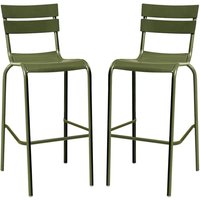 Magnolia Olive Green Aluminium Bar Stools In Pair