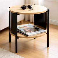 Magnolia Wooden Side Table With 1 Shelf In Oak Black