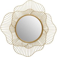 Mainz Flower Design Wall Mirror With Gold Metal Frame