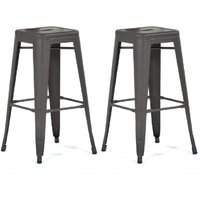 Maire Gun Grey Metal Bar Stools In Pair
