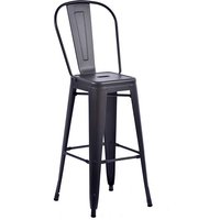 Maire Retro Metal High Bar Chair In Gun Metal Grey