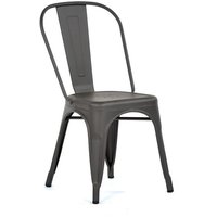 Maire Retro Style Metal Side Chair In Gun Metal Grey