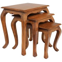 Majora Wooden Nest Of 3 Tables In Brunt Oak