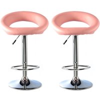 Makamae Pink PU Leather Bar Stool In A Pair