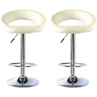 Makamae White PU Leather Bar Stool In A Pair