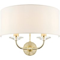 Endon Collection Nixon 2 Light Indoor Candle Wall Light Brass E14, Gold