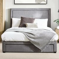 Malibu Fabric King Size Bed With 4 Drawers - Grey
