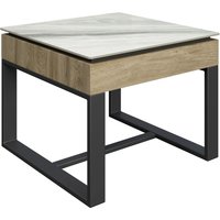 Malibu Sintered Ceramic Side Table With Grey Legs In White