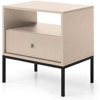Malibu Wooden Bedside Cabinet With 1 Drawer In Beige