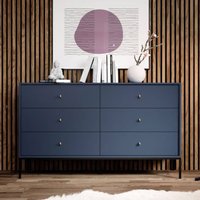 Malibu Wooden Chest Of 6 Drawers In Navy