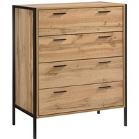 Malila Wooden Chest Of 4 Drawers With Black Metal Frame In Oak