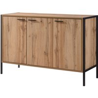 Malila Wooden Shoe Cabinet With Black Metal Frame In Oak