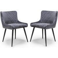 Margate Grey Fabric Dining Chairs In Pair
