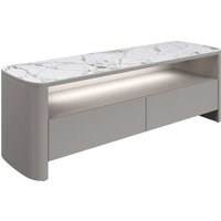 Malone Grey Gloss TV Stand With White Ceramic Top And LED Lights