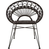 Hunor Black Kubu Rattan Chair With Black Iron Legs
