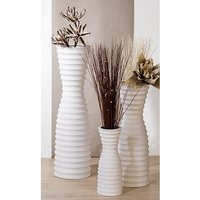 Manito Vase In White Ceramic With Grooves