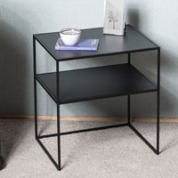 Manitowoc Large Metal End Table With Undershelf In Black