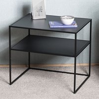 Manitowoc Small Metal End Table With Undershelf In Black