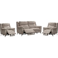Mankato Fabric Electric Recliner 3+1+1 Seater Sofa Set In Fossil