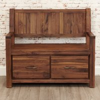 Manteo Wooden Hallway Storage Seating Bench In Walnut