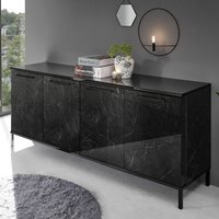Manvos 4 Doors Sideboard In Black High Gloss Marble Effect Manvos 4 Doors Sideboard In Black High Gloss Marble Effect