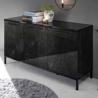 Manvos Wooden Sideboard In Black High Gloss Marble Effect Manvos Wooden Sideboard In Black High Gloss Marble Effect
