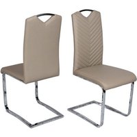 Marconi Cantilever Dining Chair In Taupe Faux Leather In A Pair